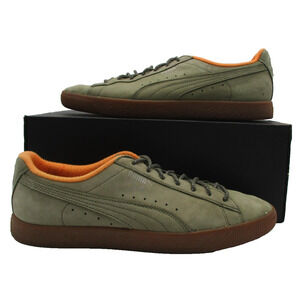 Puma Clyde Shoes Mens Size 10.5 Green Suede Gum Sole Low Top Casual Sneakers 1R9
